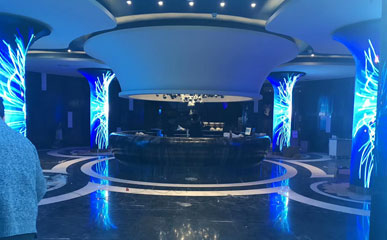 浙江台州英皇KTV P4喇叭屏LED圆柱屏LED柔性屏-创意显示-美邦科技光电